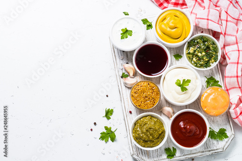 Sauce set assortment - mayonnaise  mustard  ketchup and others o