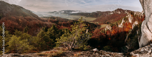 Panorama of mountains in the Sulov rocks Nature Reserves in the autumn in Slovakia, Europe