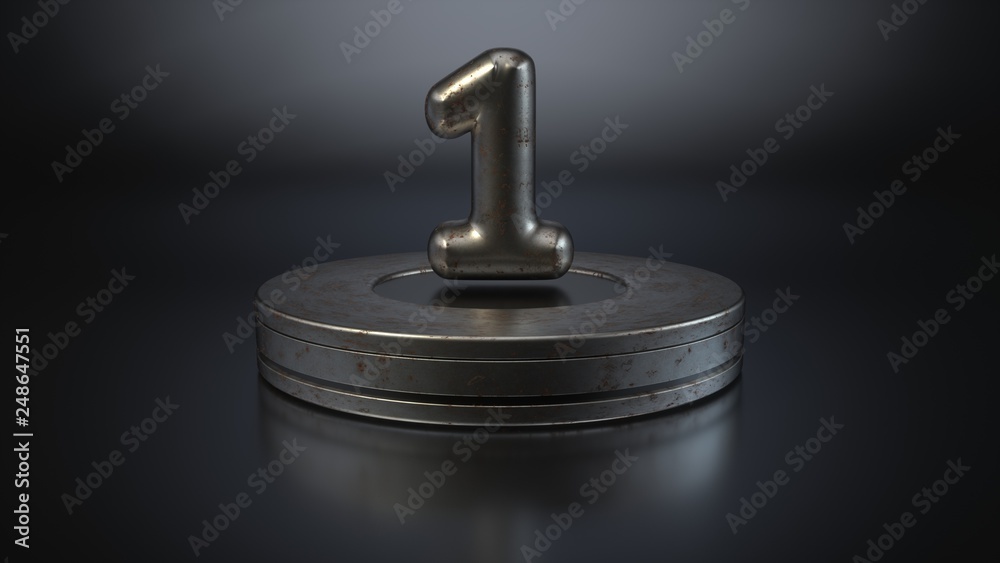 Futuristic Round Pedestal With Number One - 3D Rendering