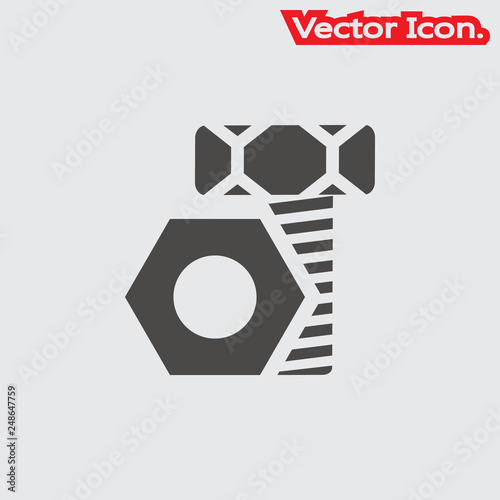 screw-bolt icon isolated sign symbol and flat style for app, web and digital design. Vector illustration.