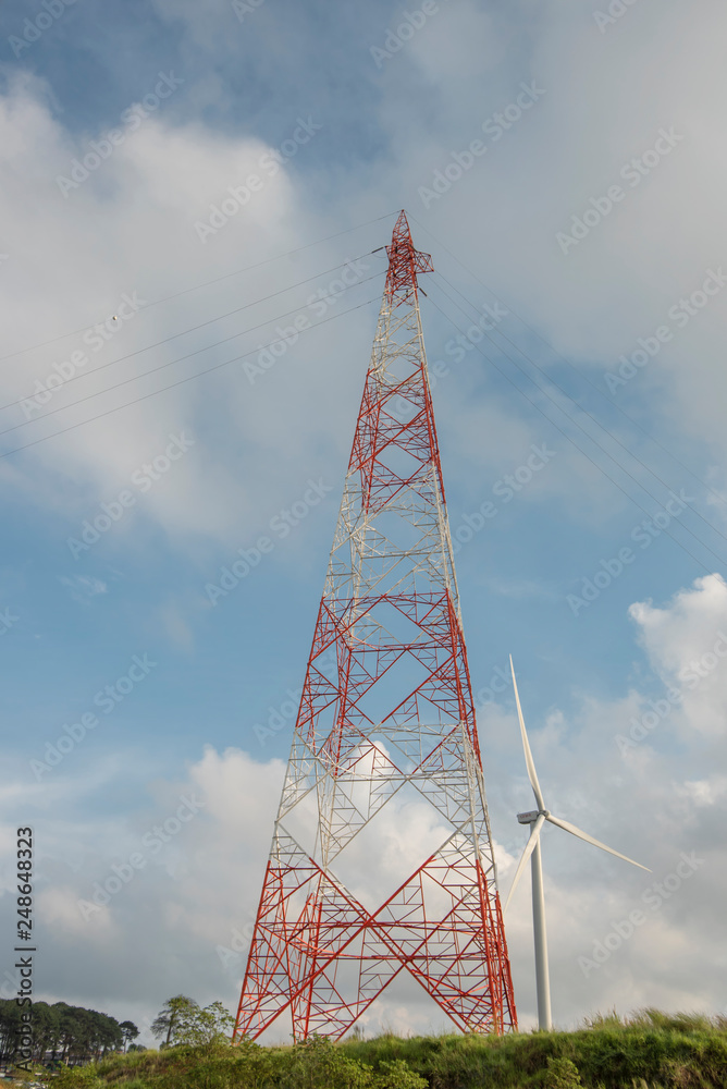 Television towers and wind turbines Television towers and wind turbines
