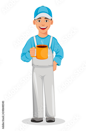 Painter man. Decorator cartoon character