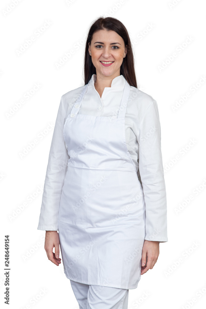 Young female cook on white background, isolated Young female cook on white background, isolated