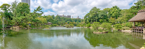 広島 縮景園のパノラマ風景