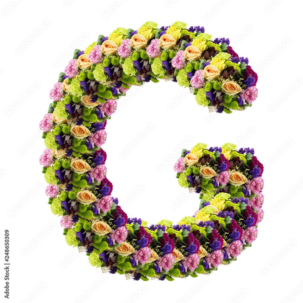 Letter G made of flower isolated on white background