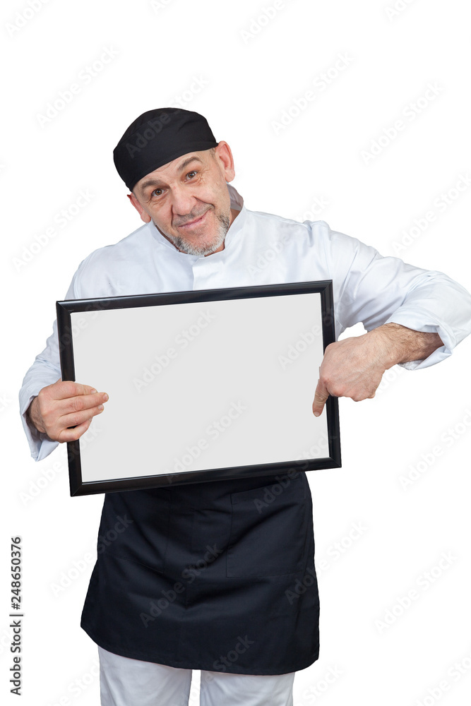 Elderly chef on white background isolated Elderly chef on white background isolated
