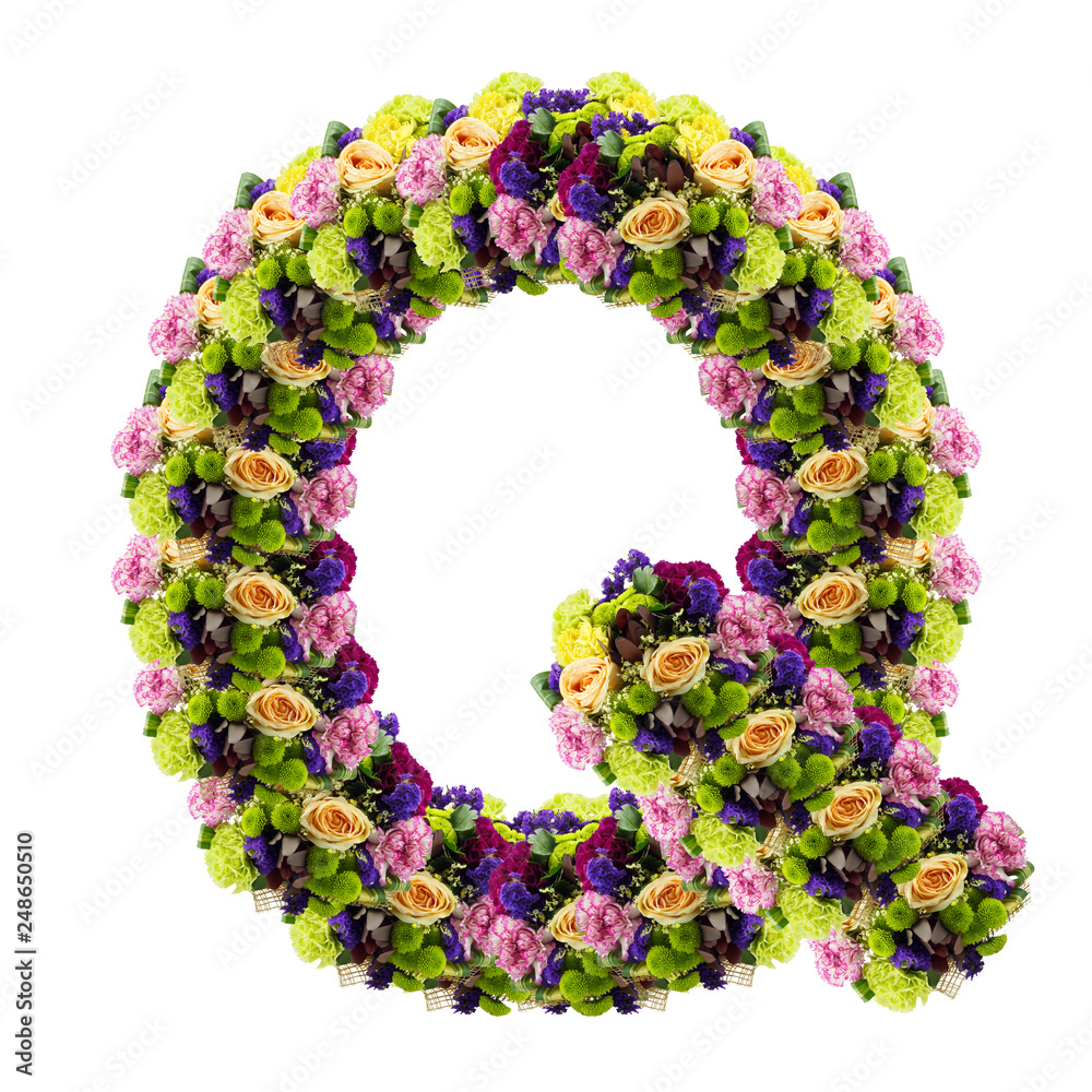 Letter Q made of flower isolated on white background