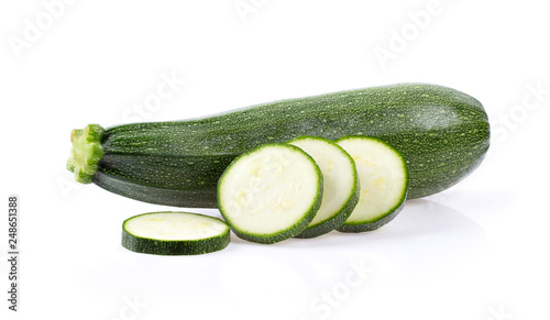  fresh zucchini with slice isolated on white background photo
