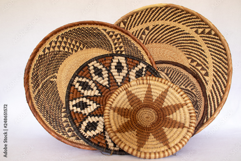 african grass baskets - obrazy, fototapety, plakaty 
