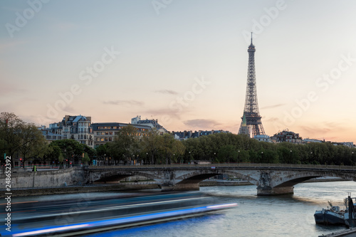 Paris with Eiffel Tower against colorful sunset in France © Tomas Marek