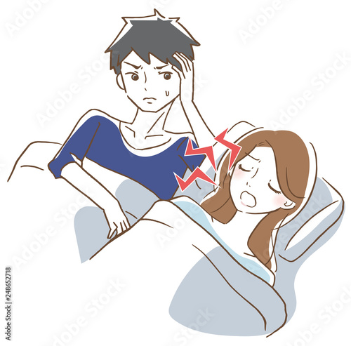 妻のいびきが五月蝿くて眠れない夫