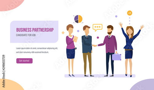Business partnership, successful interview, selection of candidate for job.