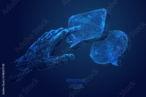 Touch on dialogue low poly blue