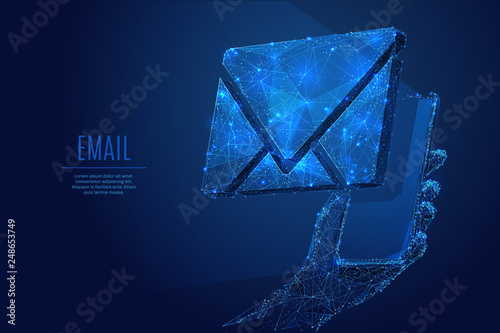 email on smartphone low poly blue