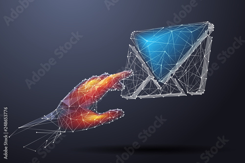 hand touching on mail low poly color