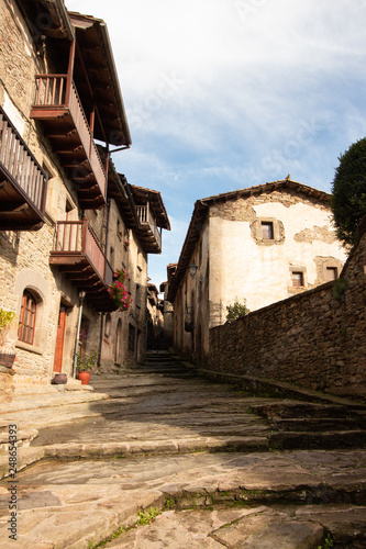 street in old medieval town of Rupit. Catalonia. Spain