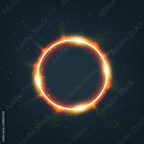 Magic gold circle light effect. Illustration on dark background. Graphic concept for your design