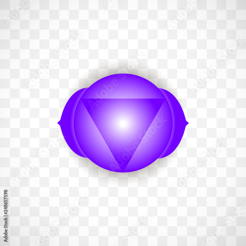 Third Eye chakra Ajna in Indigo color isolated on transparent background. Isoteric flat icon. Geometric pattern.