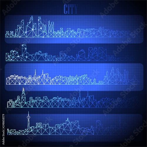 Set of vector cities in digital style.