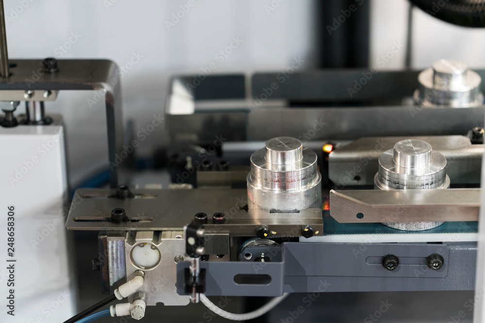 Fototapeta premium Automatic conveyor to transfer CNC turning part with automation control.