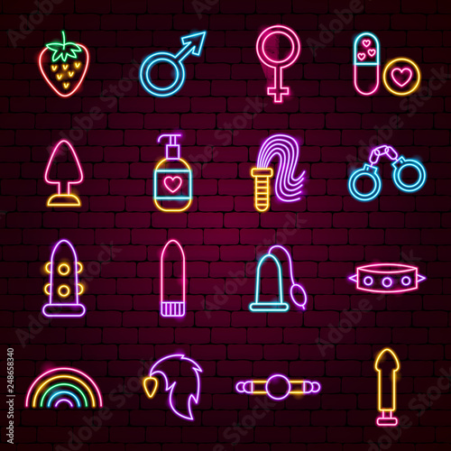 Sex Toys Neon Icons