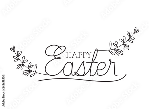 happy easter label isolated icon