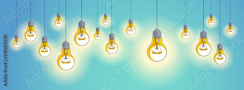 Light bulbs shining beautif...