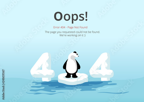 Error 404 page layout vector design. Website 404 page creative concept. The page you requested could not be found. Oops 404 error page.