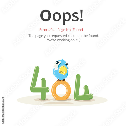 Error 404 page layout vector design. Website 404 page creative concept. The page you requested could not be found. Oops 404 error page.