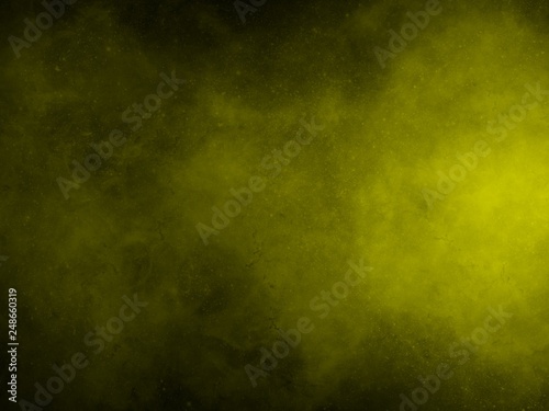 The yellow smoke is light in thedark background. Illustration from digitalpain for background.