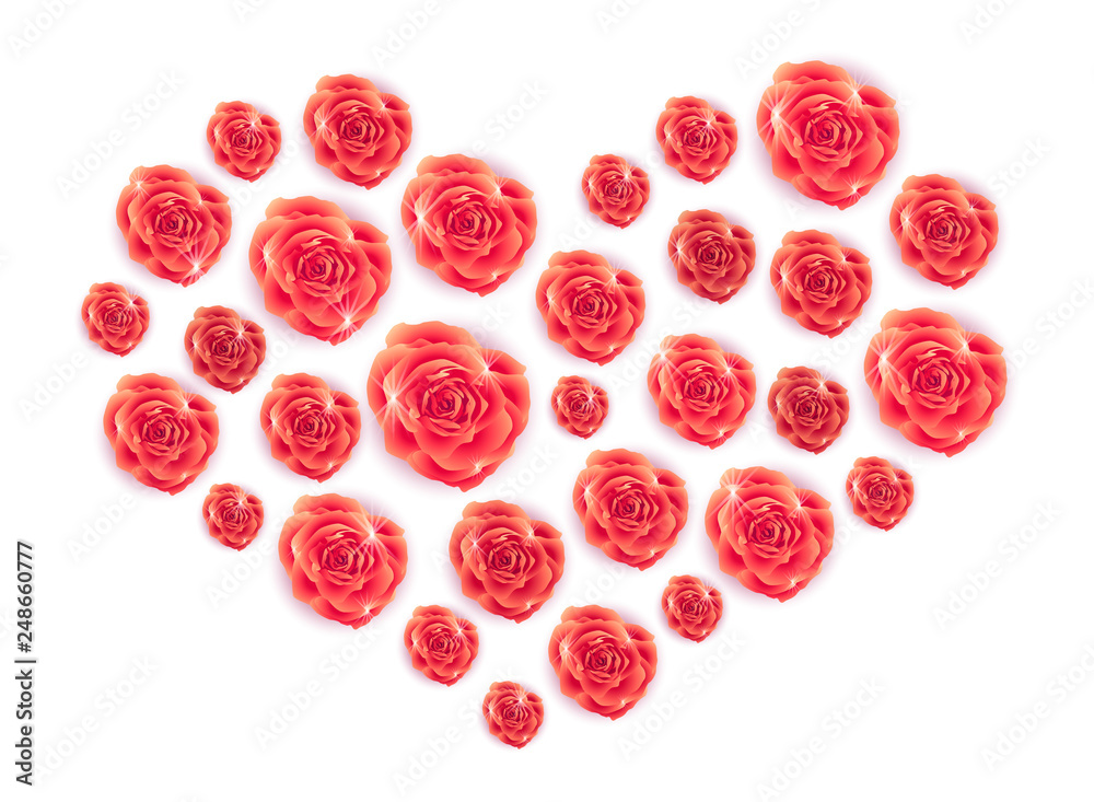 Red rose buds in the shape of a heart. Red rose buds in the shape of a heart.