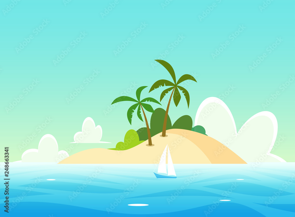 Vector Landscape with tropical island