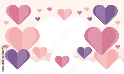 Happy Valentines Day. A holiday of love. Cute and beautiful illustration with color hearts. The traditional time for romantic dates, as well as shopping on sales. Free space for text. Postcard, poster