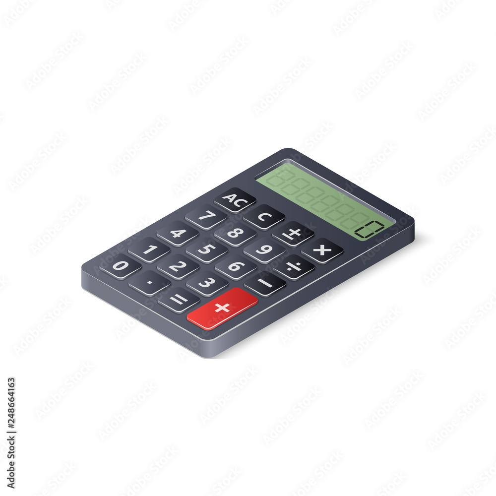 3D calculator isolated on white background. Isometric vector illustration 3D calculator isolated on white background. Isometric vector illustration