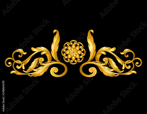 gold baroque frame scroll on black