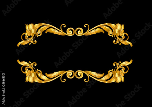 gold ornament on black