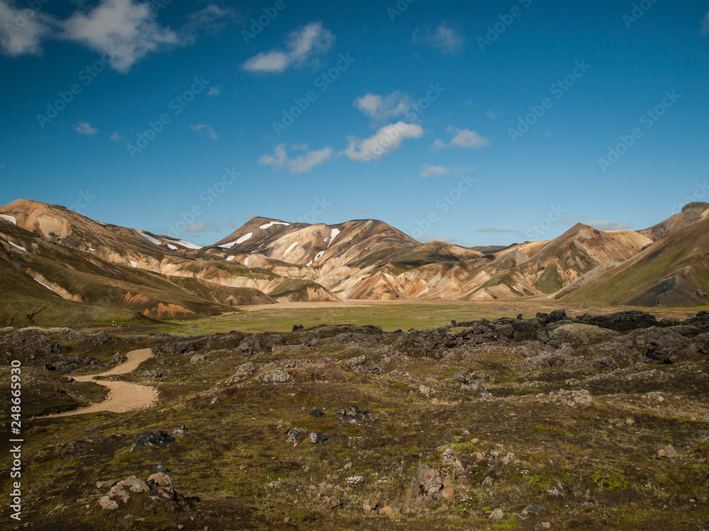 Beautiful scene from Icelandic mountains. Perfect destination for hikers. The Legendary Laugavegur Trek.