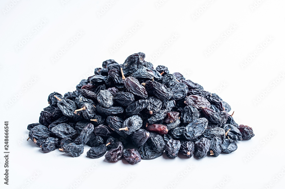 Black currant dried on white background Black currant dried on white background