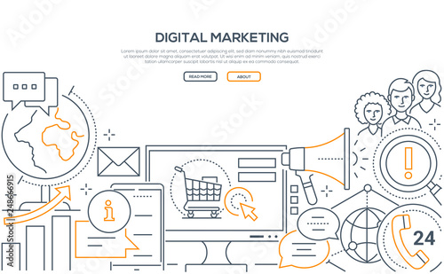 Digital marketing - modern line design style web banner