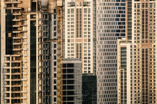 Close up of skyscrapers in Dubai, UAE