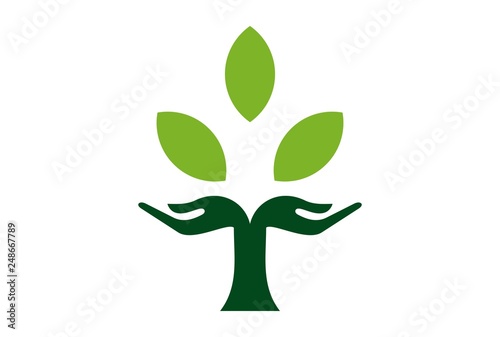 hand leaves logo icon