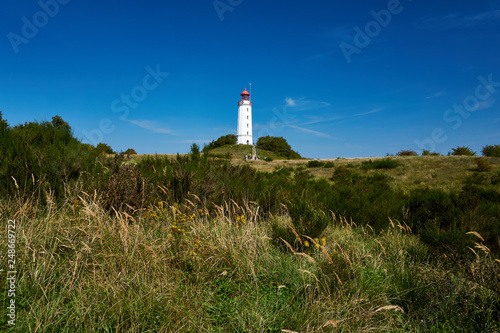 postcard lighthouse on isle of Hiddensee in summer