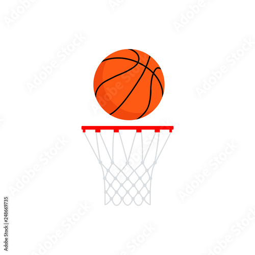 Basketball with hoop. Vector illustration isolated on white background