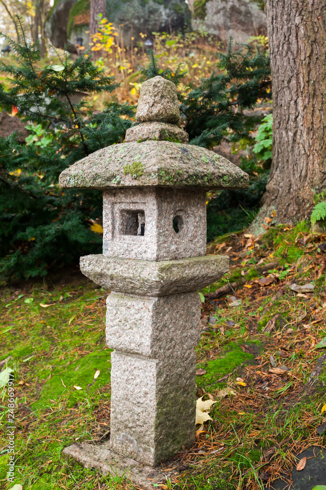Japanese stone lanterns in Sapokka park in Kotka, Finland Japanese stone lanterns in Sapokka park in Kotka, Finland