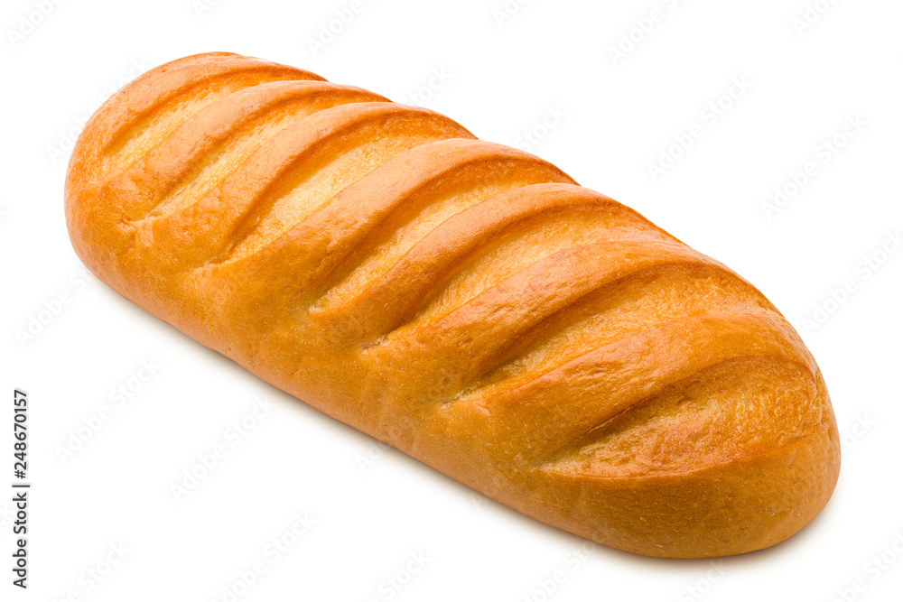 bread, long loaf, isolated on white background, clipping path, full depth of field