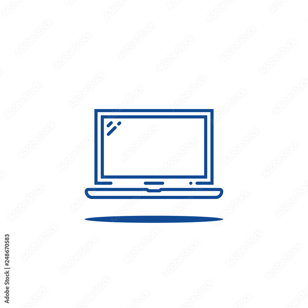 blue linear laptop simple logo blue linear laptop simple logo