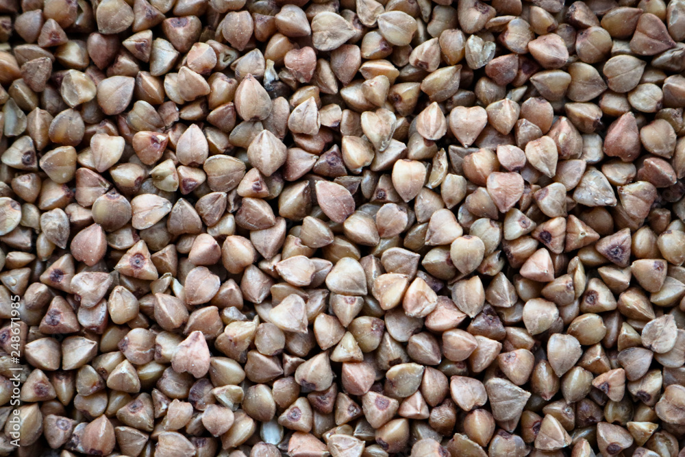Grain buckwheat texture. Concept food background. View from above.