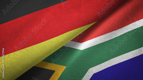 Germany and South Africa two flags textile cloth, fabric texture
