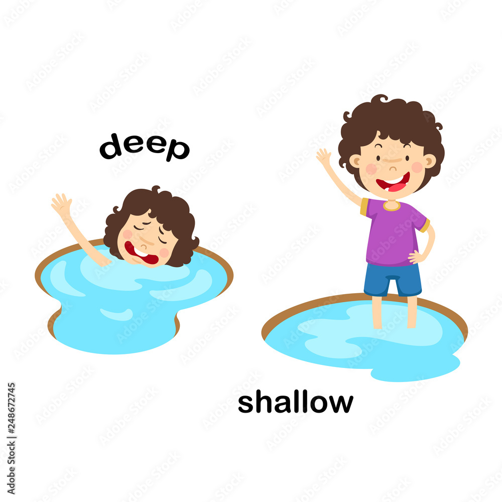 Opposite words deep and shallow vector illustration Opposite words deep and shallow vector illustration