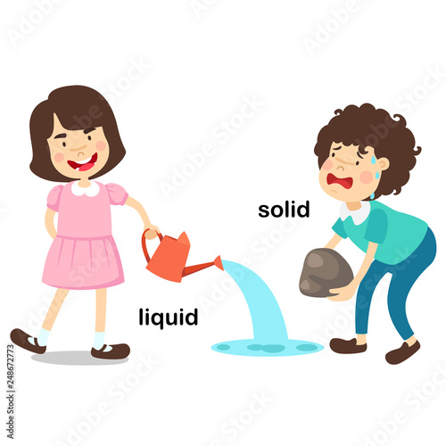Opposite words liquid and solid vector illustration